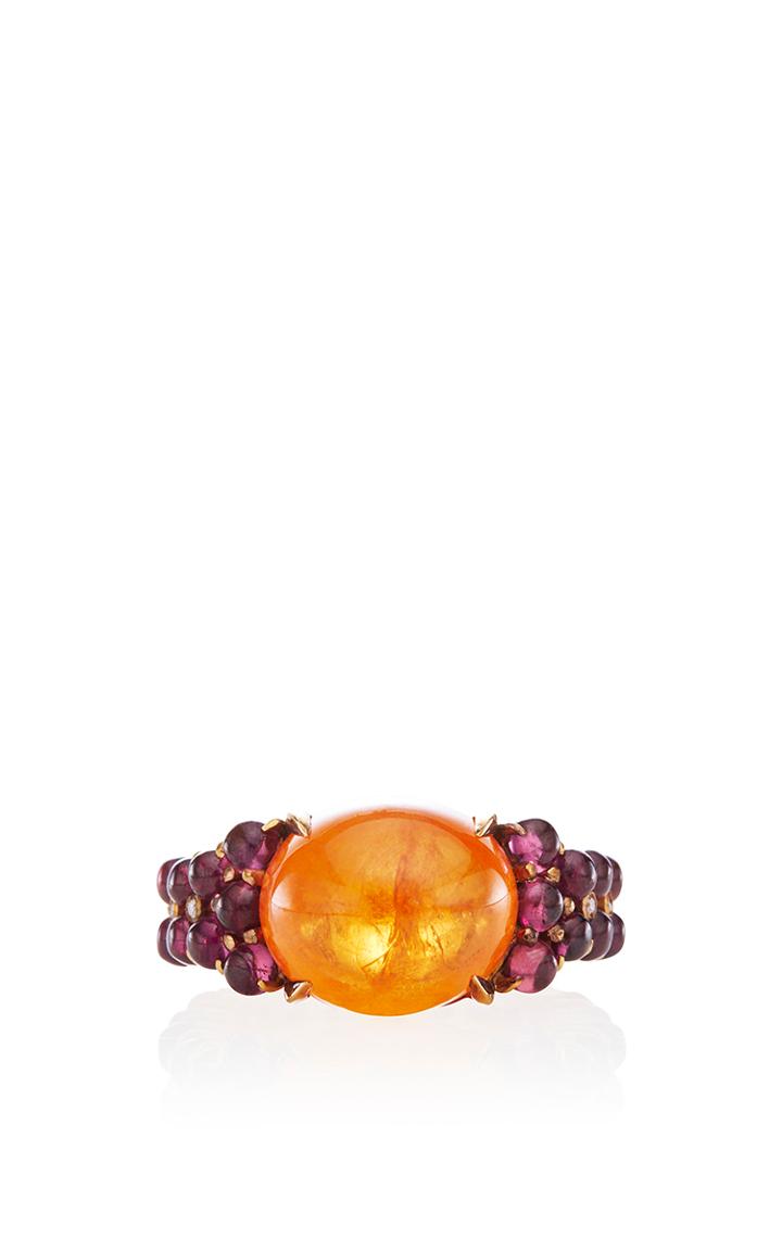 Vbh 18k Pink Gold Mandarin Garnet Ring