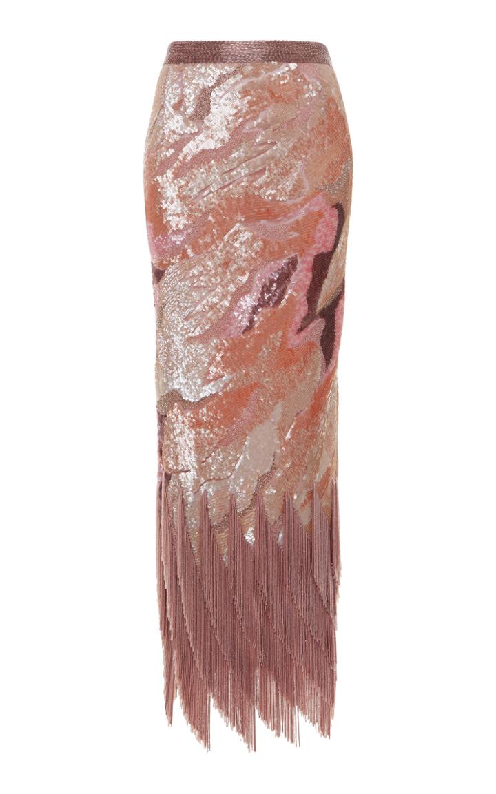 Moda Operandi Attico Fringed Embroidered Skirt