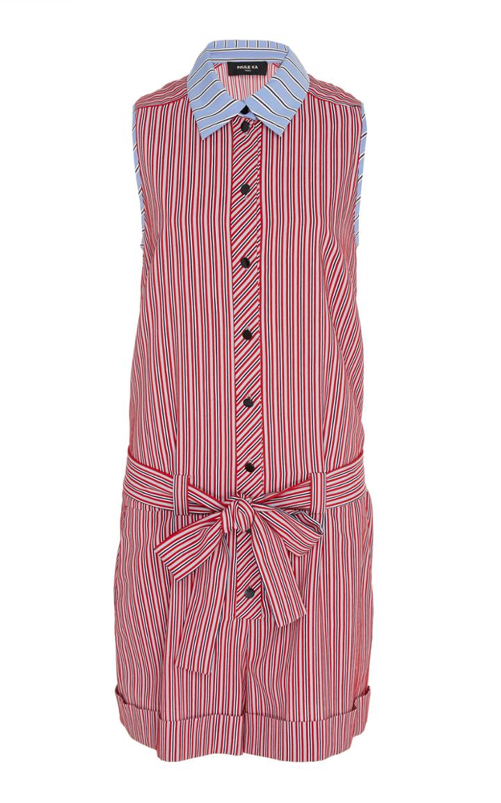Paule Ka Stripe Belted Romper