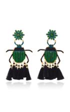 Mercedes Salazar Escarabajo Verde Earrings