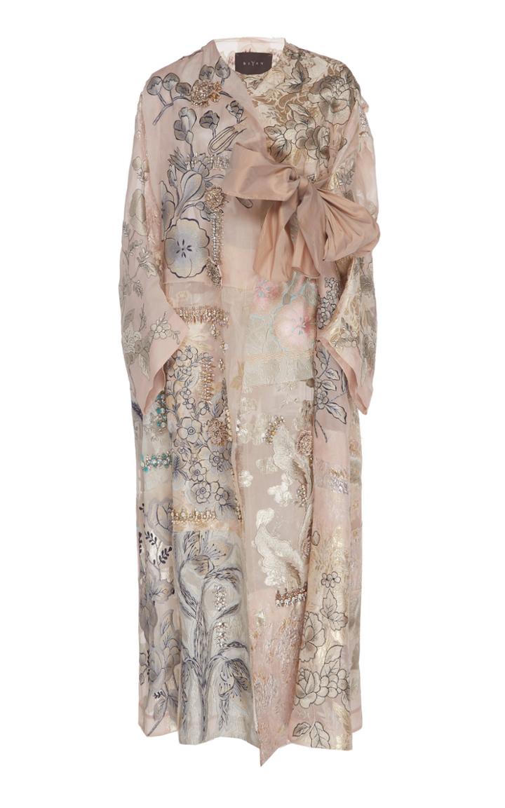 Biyan Razmira Bow Silk-blend Coat