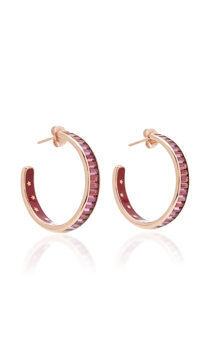 Moda Operandi Jane Taylor Cirque Horizontal Rhodolite Garnet Baguette Stud Hoops