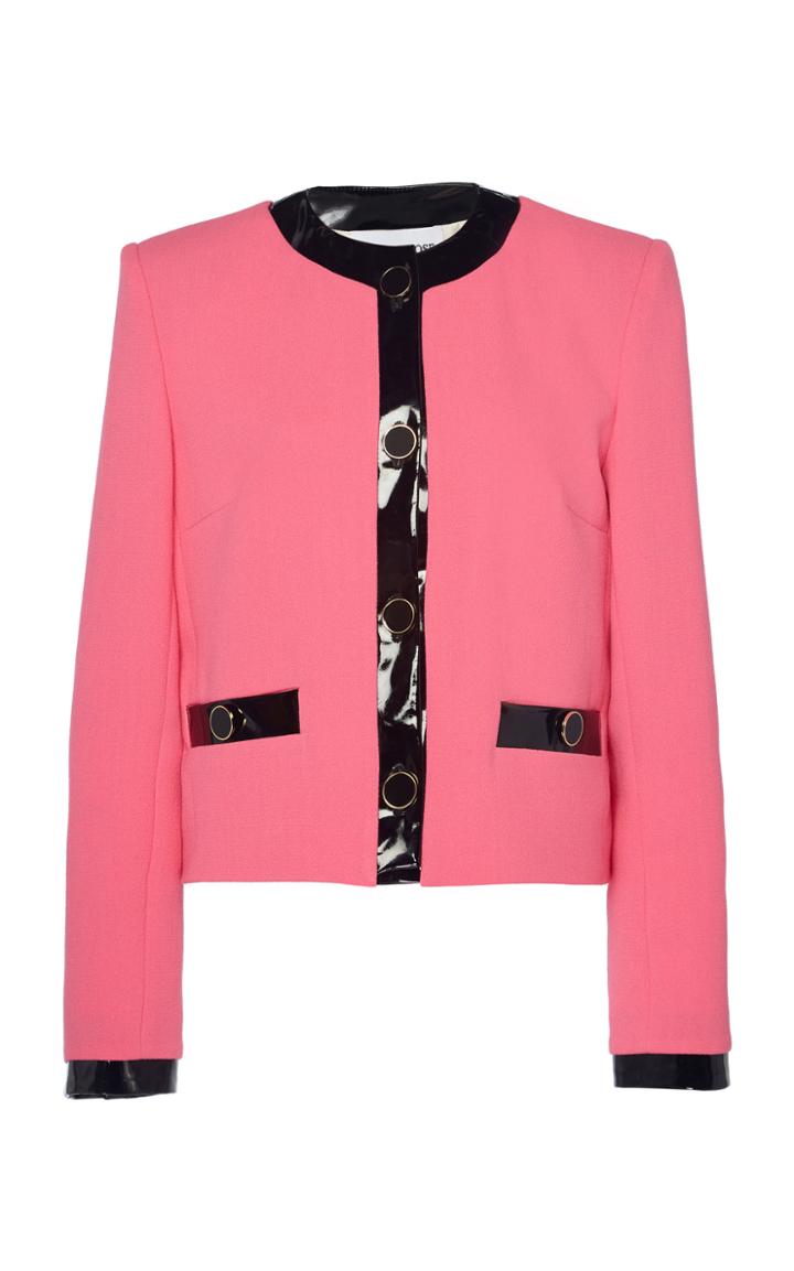 Moda Operandi Rowen Rose Vinyl-detailed Cropped Wool Crepe Jacket Size: 32