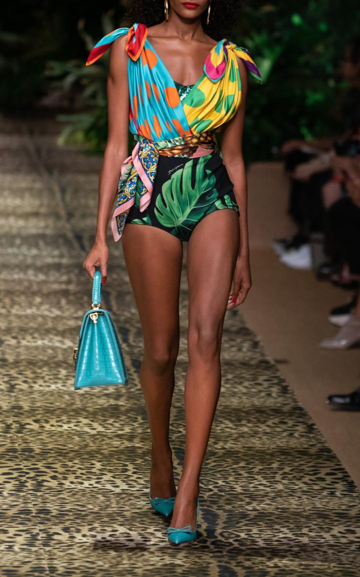 Moda Operandi Dolce & Gabbana Printed Twill Swimsuit Size: 38