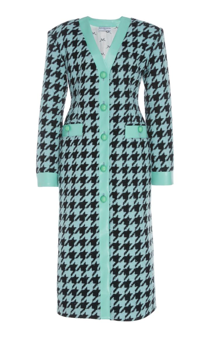 Rowen Rose Pied De Poule Ecopelle-trimmed Houndstooth Coat