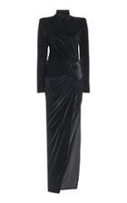 Alexandre Vauthier Gathered Metallic Stretch-velvet Maxi Dress