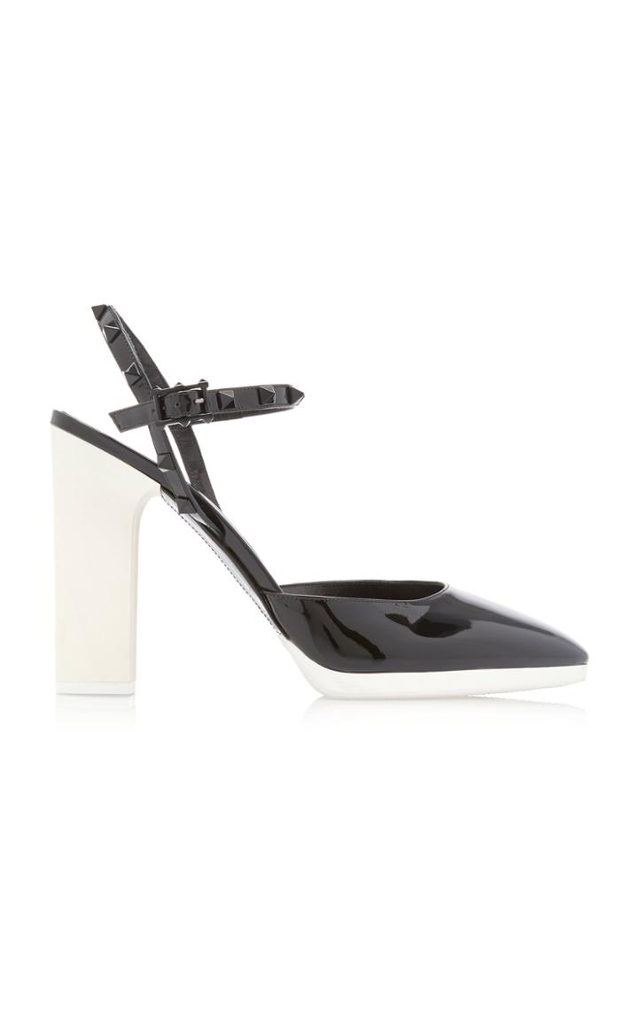 Valentino White Wave Rockstud Patent Leather Pumps