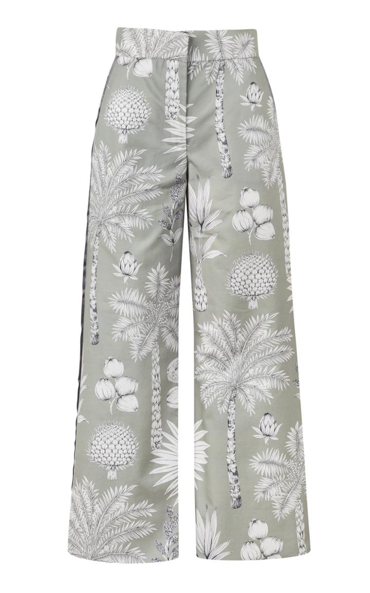 Maison Alma M'o Exclusive Cotton Embroidered Wide Leg Pants