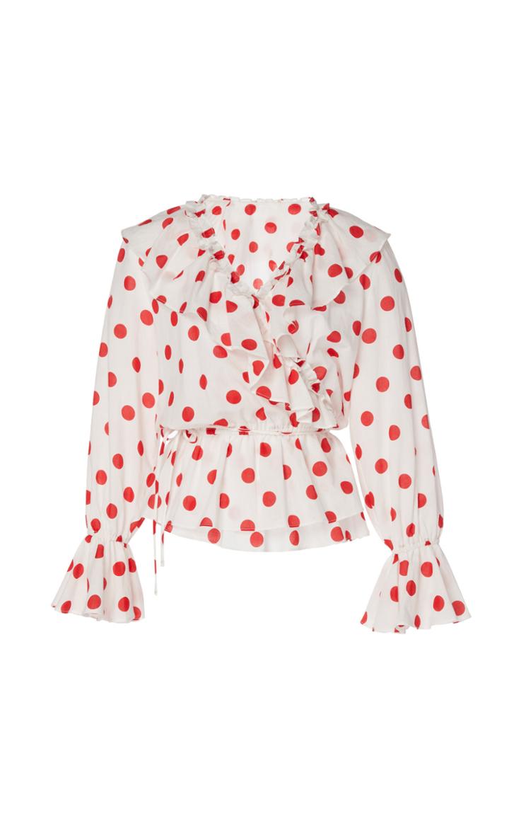 Rixo Roisin Cotton Polka Dot Top