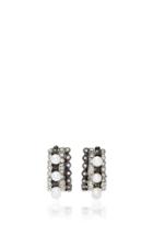 Colette Jewelry Massai 18k Oxidized Gold, Diamond And Pearl Earrings