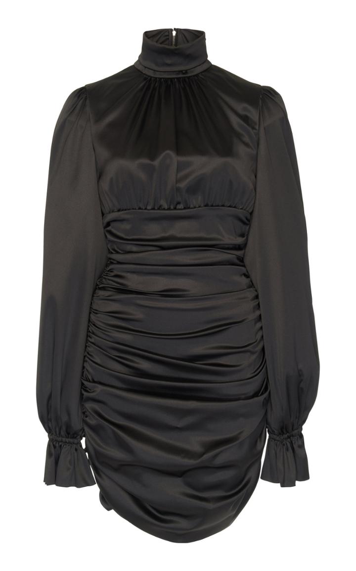 Dolce & Gabbana Flared Cuff Ruched Satin Mini Dress
