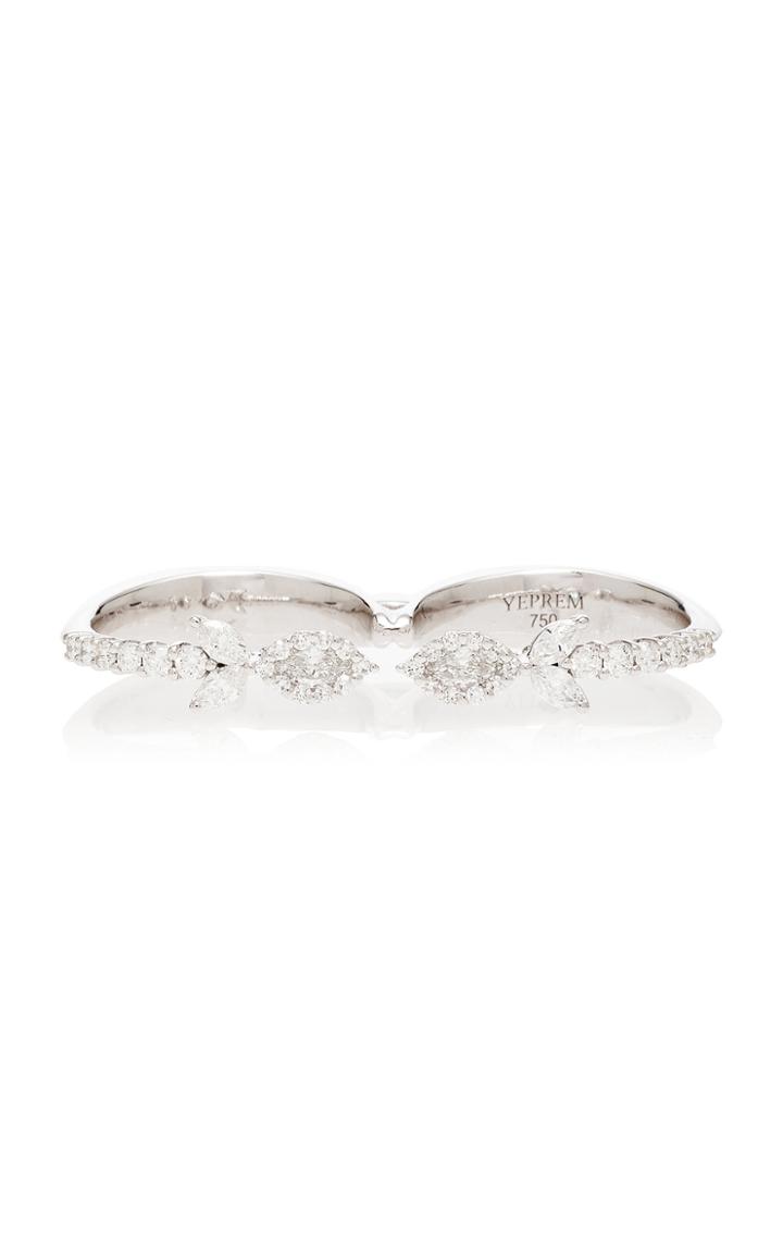 Yeprem Double-finger 18k White And Diamond Ring