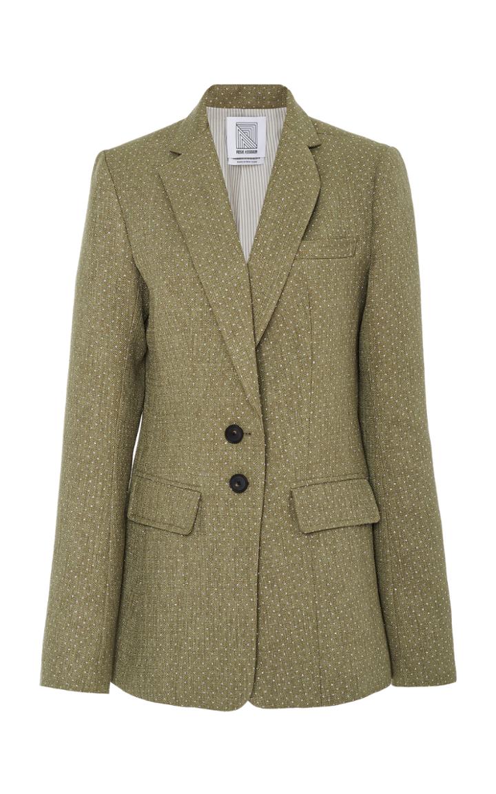 Rosie Assoulin Collared Printed Twill Blazer