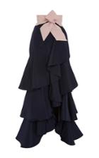 Johanna Ortiz Black Silk Ruffled Midnight Skirt