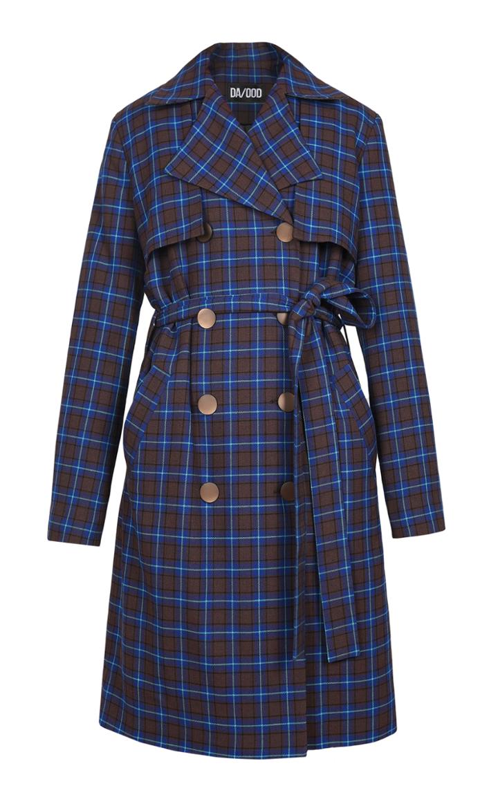 Dalood Wool Plaid Trench Coat