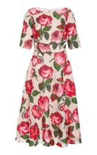 Lela Rose Embroidered Floral Fil Coup Midi Dress