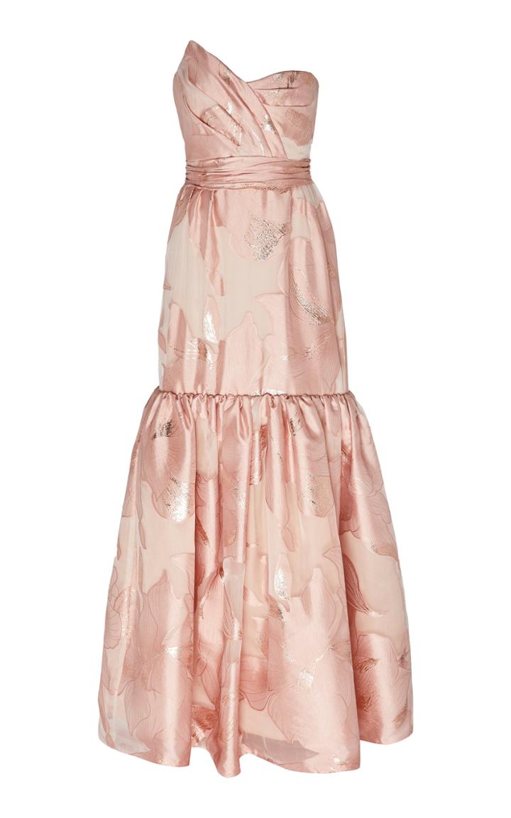 Moda Operandi Rodarte Tiered Metallic Handsewn Satin Gown Size: 0