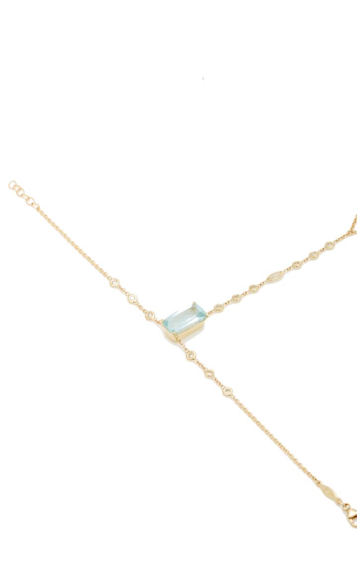 Jacquie Aiche 14k Yellow Gold Diamond And Aquamarine Finger Bracelet