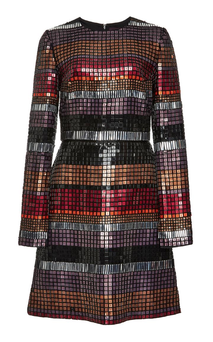 Bibhu Mohapatra Embroidered Mosaic Long Sleeve Dress