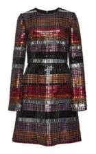 Bibhu Mohapatra Embroidered Mosaic Long Sleeve Dress