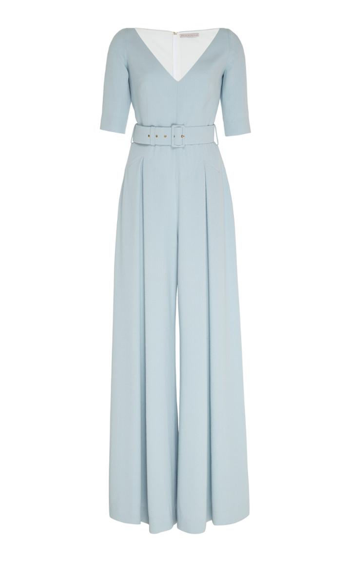 Emilia Wickstead Charlene Belted Crepe Wide-leg Jumpsuit