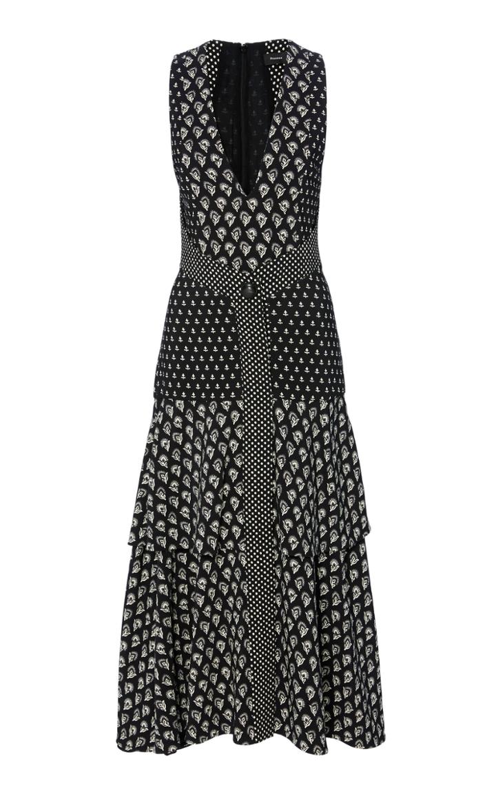Proenza Schouler Printed V-neck Midi Dress