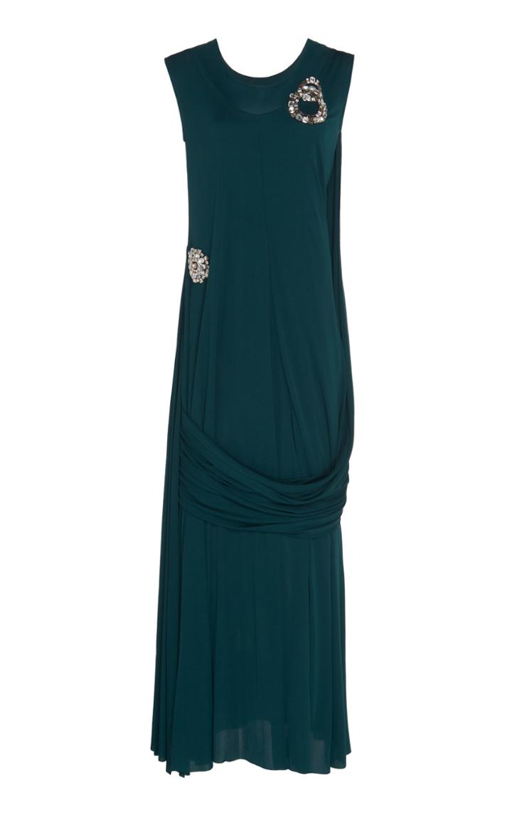 Jw Anderson Drape Jersey Crystal Brooch Top