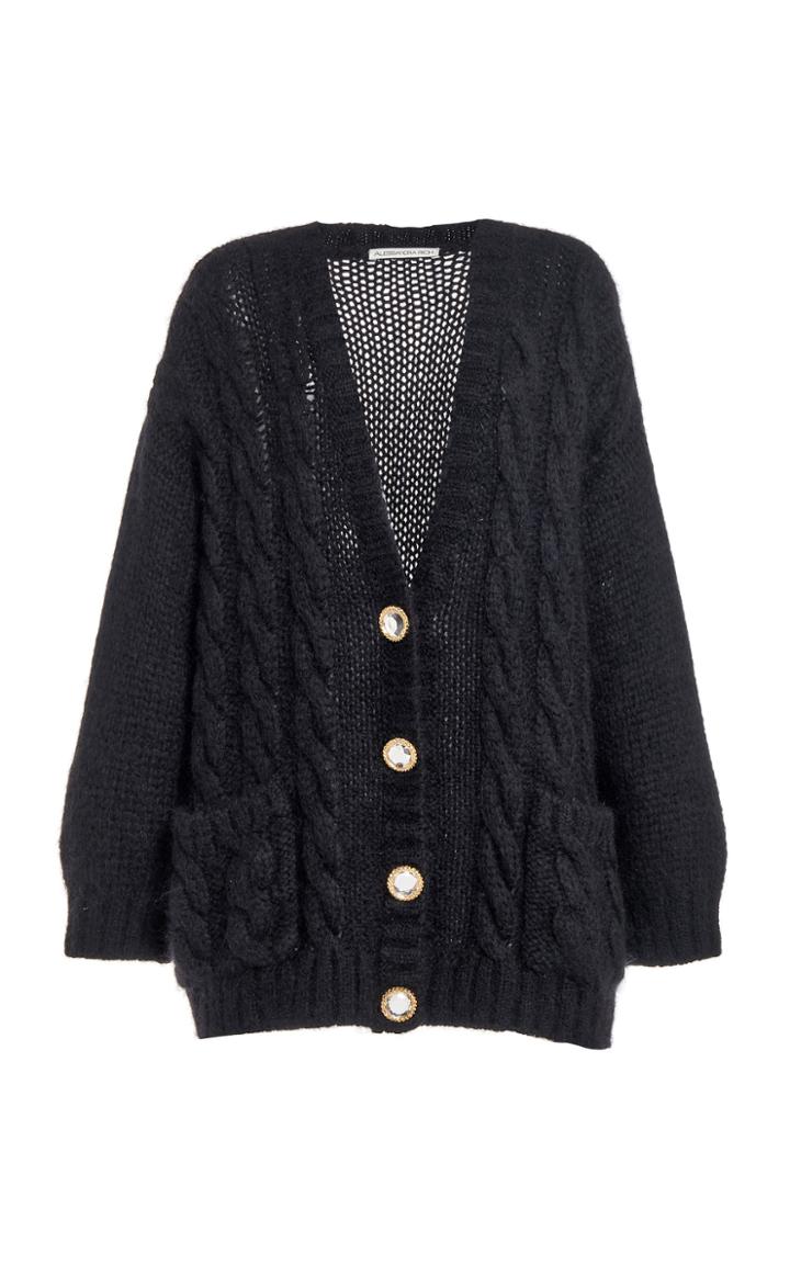 Moda Operandi Alessandra Rich Wool Mohair Cardigan With Crystal Buttons