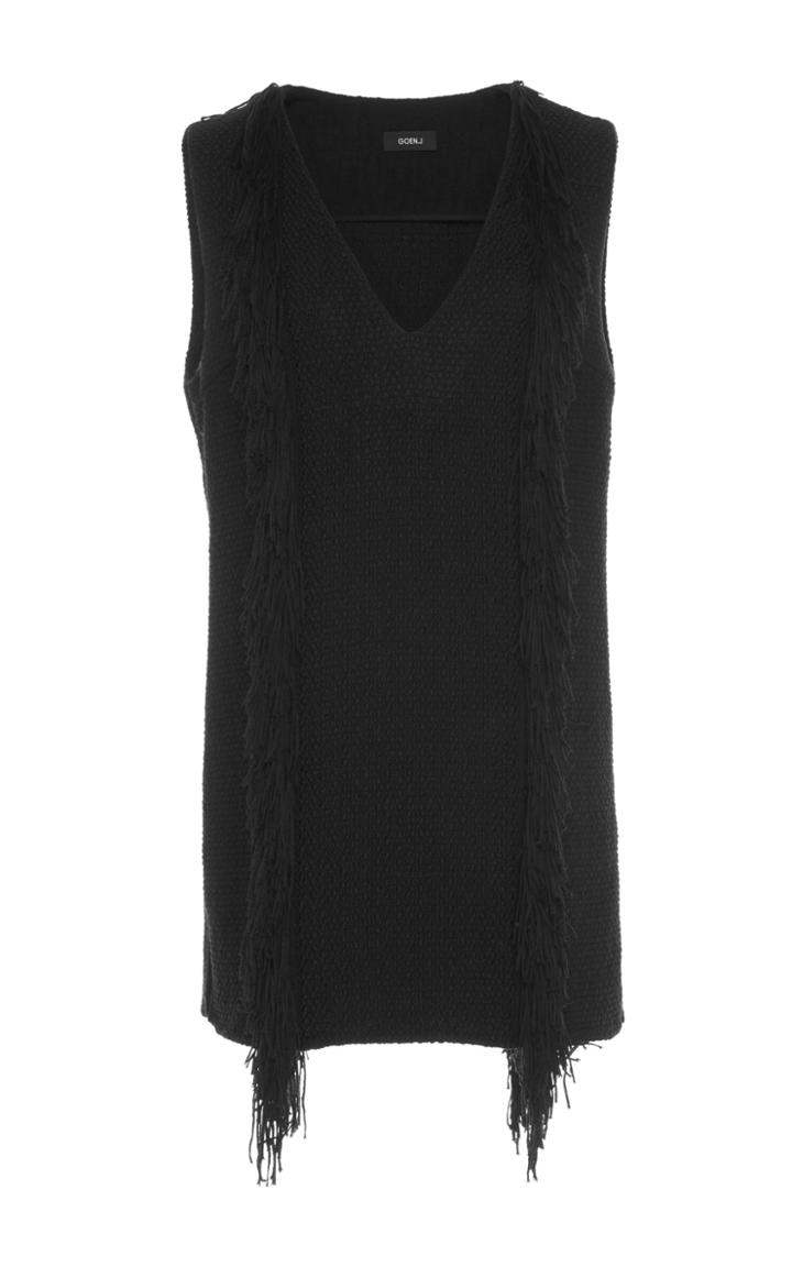 Goen.j Sleeveless V Neck Fringe Top