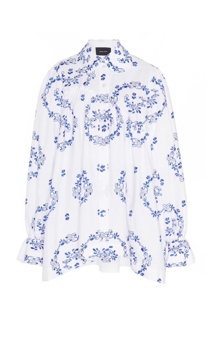 Simone Rocha Printed Stretch-cotton Top