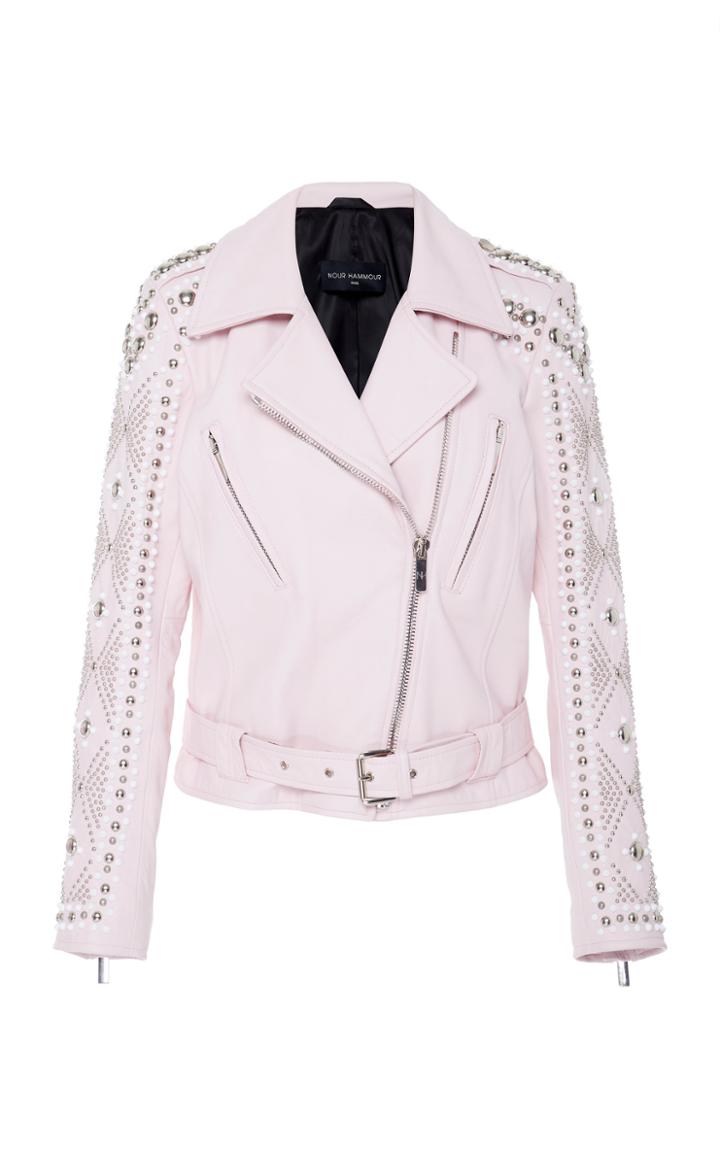 Nour Hammour Fadeout Embellished Leather Jacket