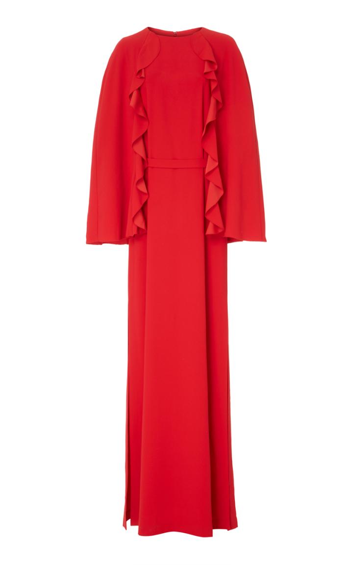 Goen.j Cape-effect Ruffle Trimmed Maxi Dress