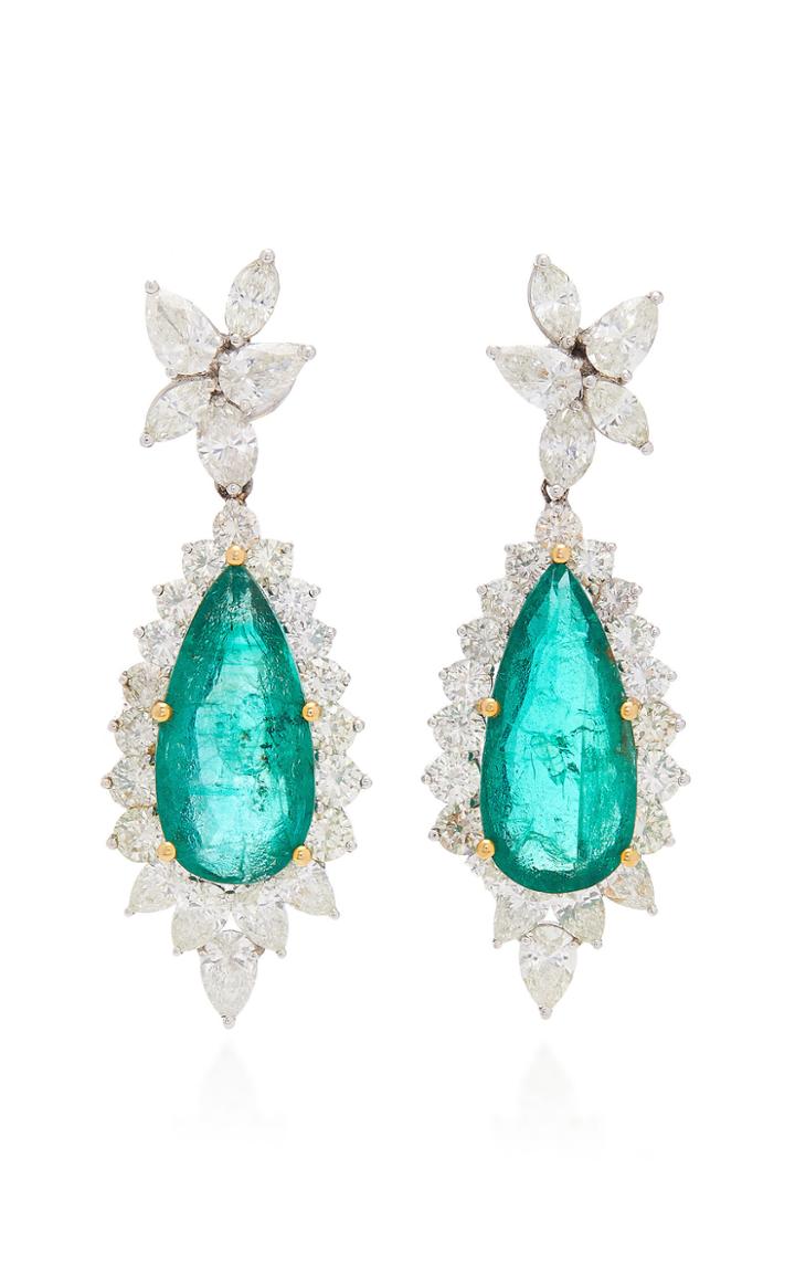 Amrapali 18k Gold Emerald And Diamond Earrings