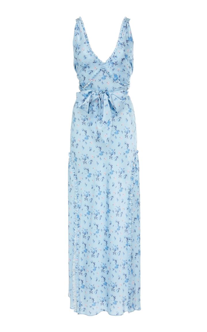 Loveshackfancy Kendall Bow-tie Detailed Floral-print Silk Dress