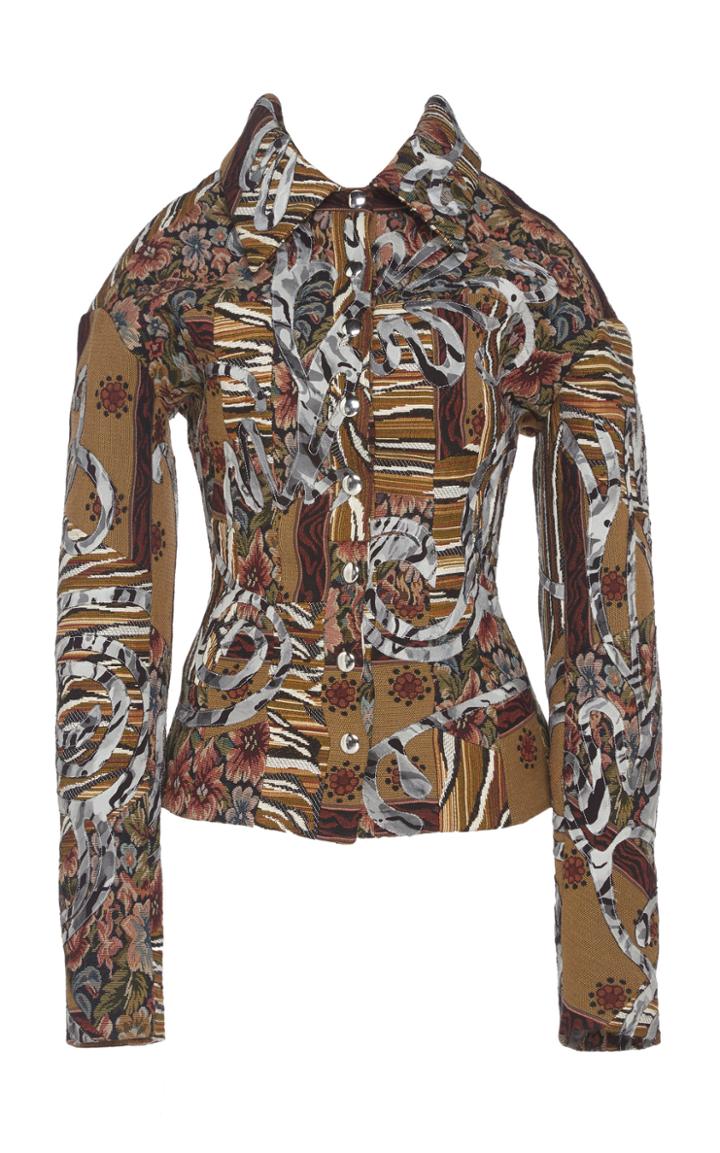 Mugler Patchwork Tapestry Corset Twill Jacket
