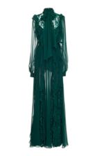 Elie Saab Lace Ruffle Maxi Dress