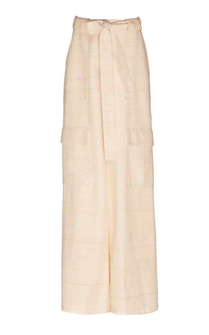 Oscar De La Renta Silk Cargo Wide-leg Pants