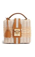 Moda Operandi Mark Cross Harley Rattan And Leather Top Handle Bag