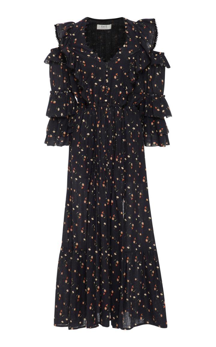 Sea Three Quarter Sleeve Floral Ditsy Dress