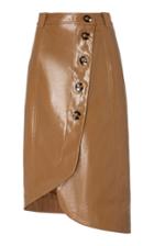 Ganni Patent Button-detailed Asymmetric Skirt