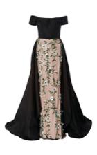 Elizabeth Kennedy Off The Shoulder Embroidered Gown