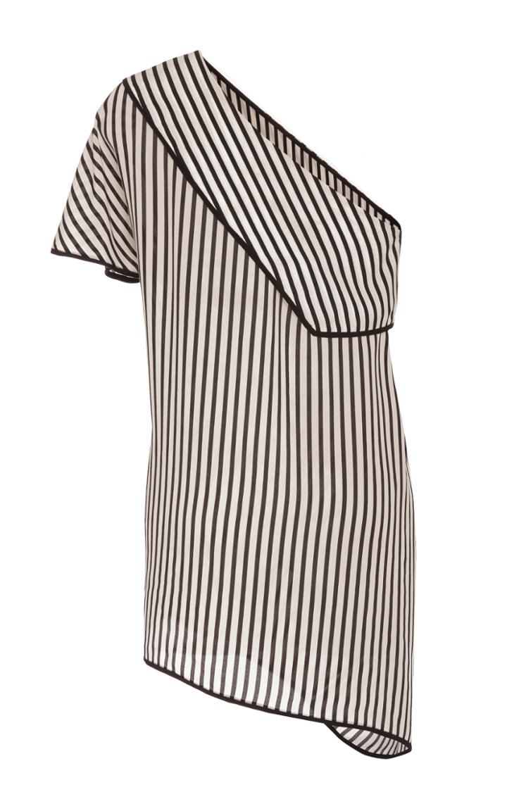Diane Von Furstenberg Striped One Shoulder Blouse