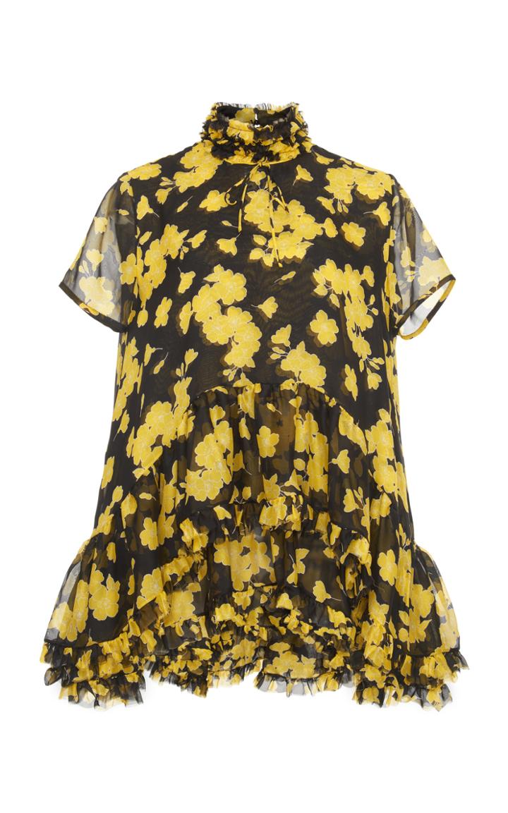 Rochas Flower Printed Chiffon Blouse