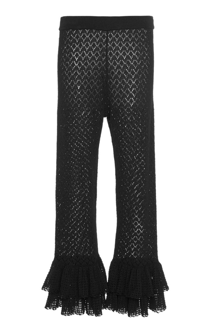 Michael Kors Collection Ruffle Cuff Pointelle Cropped Pants