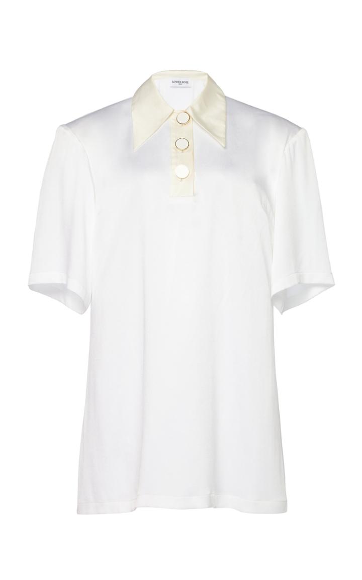 Moda Operandi Rowen Rose Button-detailed Crepe Top Size: 34