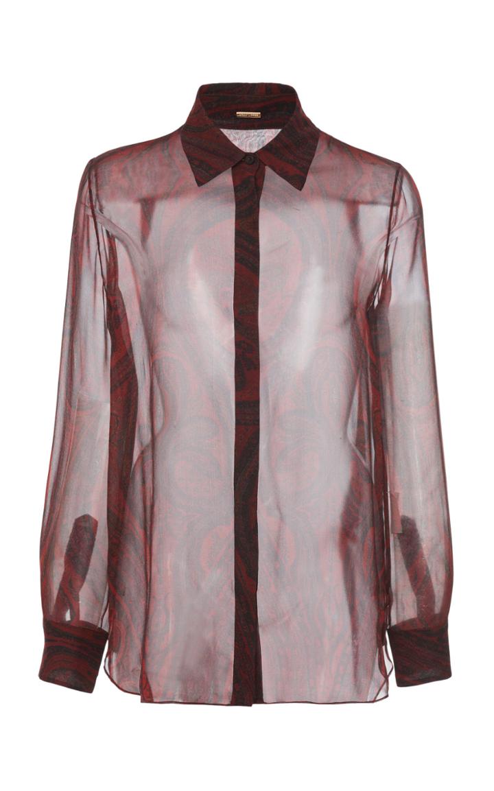 Adam Lippes Printed Silk Menswear Shirt