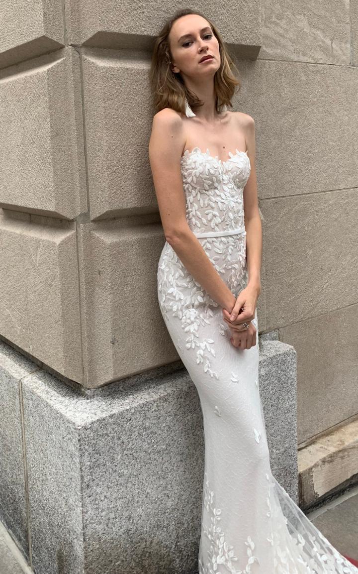 Mira Zwillinger Chaz Strapless Silk Gown With Embroidery