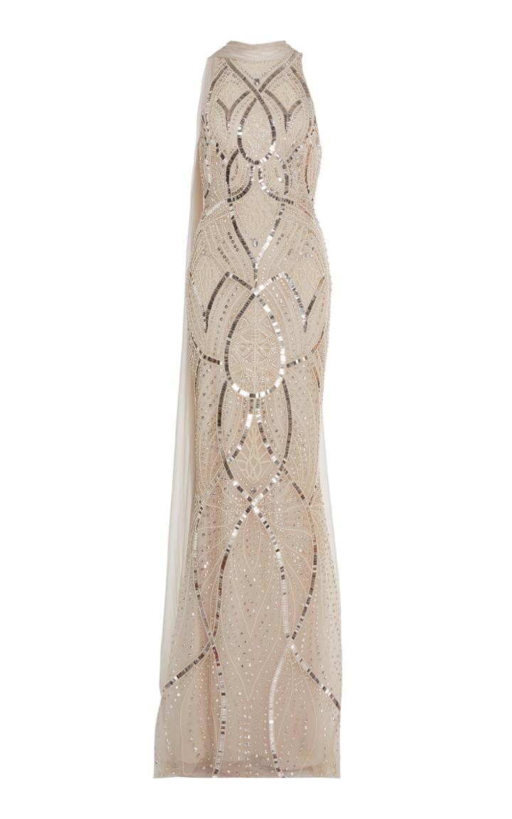 Zuhair Murad Draped Embroidered Column Gown