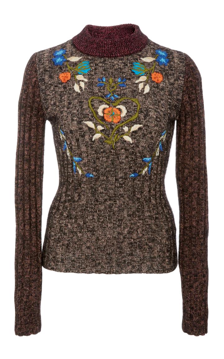 Red Valentino Floral Embroidered Sweater