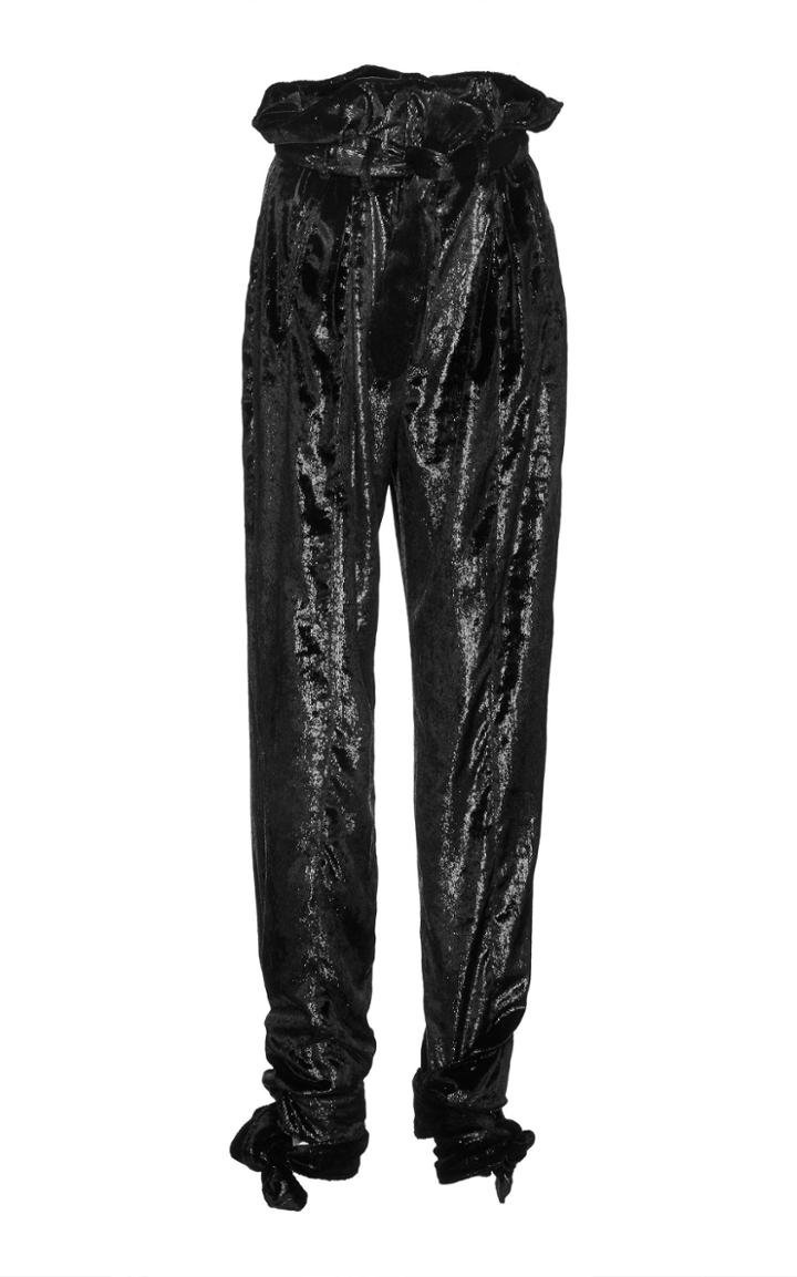 Attico Laminated Black Velvet Pant